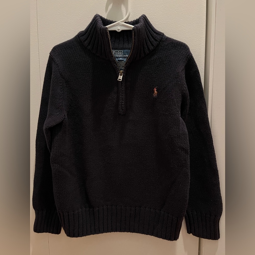 Polo boys Size 5, Navy zip up sweater, used-like new